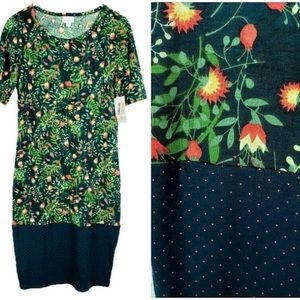 LuLaRoe Julia Green Floral Colorblock dress